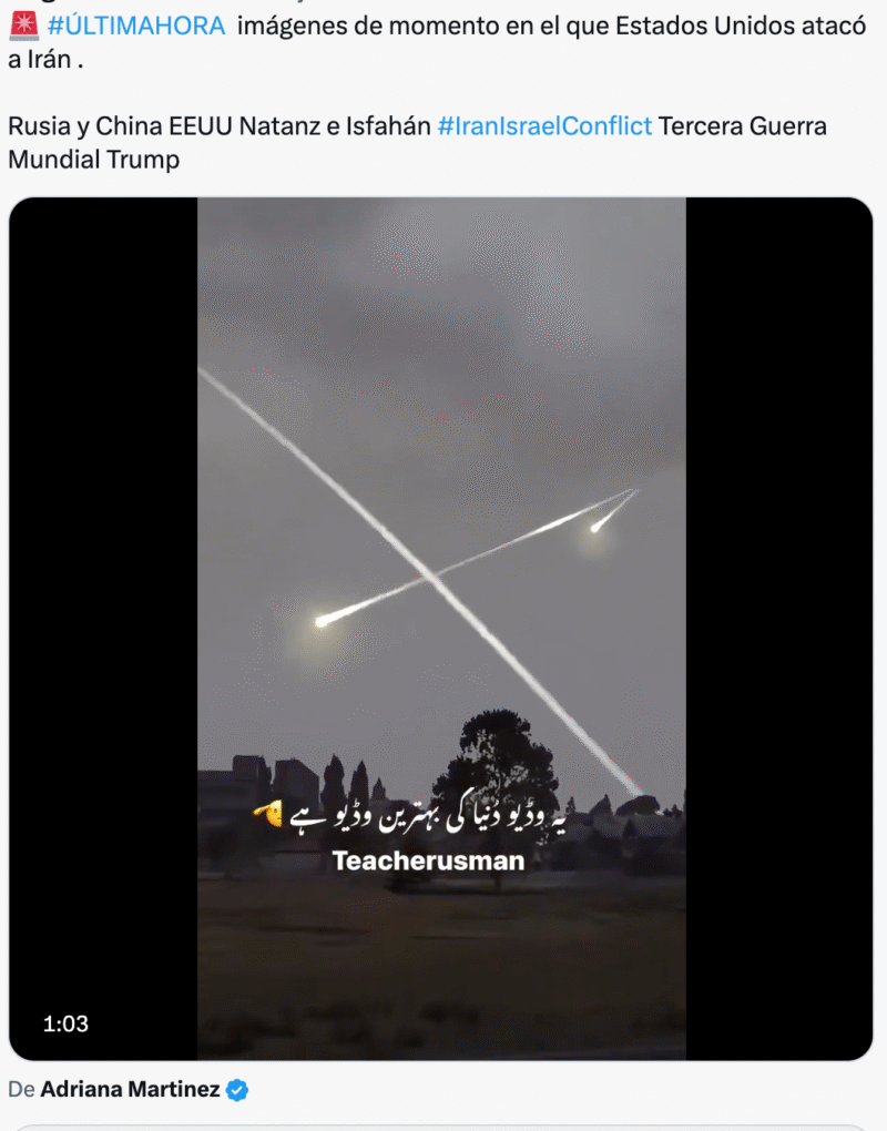 Este video no es de Estados Unidos atacando Irán, es una grabación de un videojuego